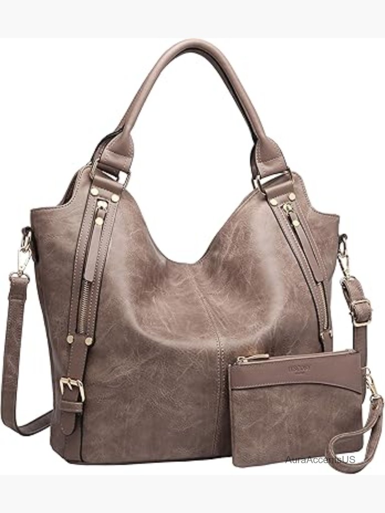 Pu Leather Hobo Shoulder Tote With Adjustable Strap Handbag